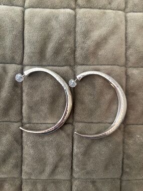 Y2K Silpada Sterling Silver Hammered Hoop Earrings - Storage Pouch